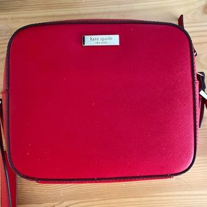 Red, Kate Spade crossbody purse.